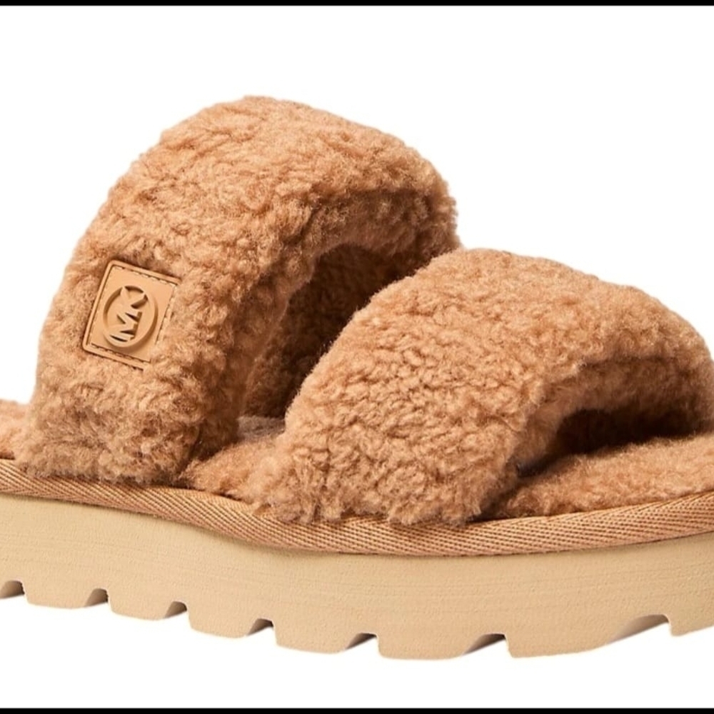 Michael Kors Women's Tan Shearling Slippers - Picture 3 of 3